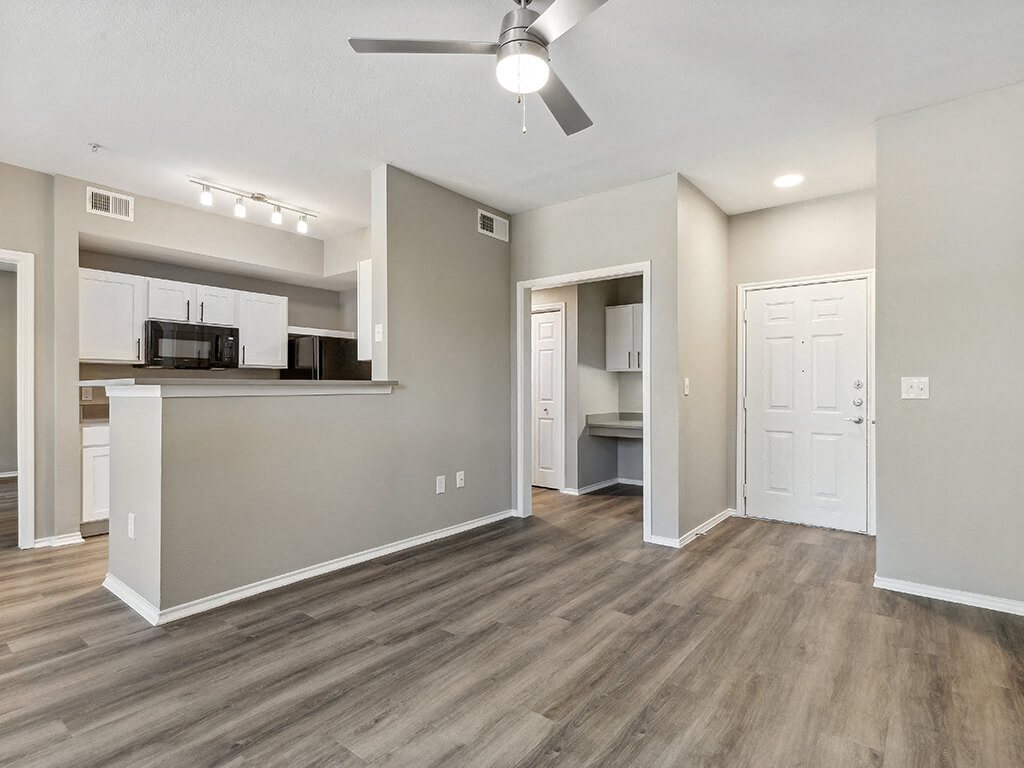 Living room and Kitchen at The Sorento Apartments in San Antonio TX